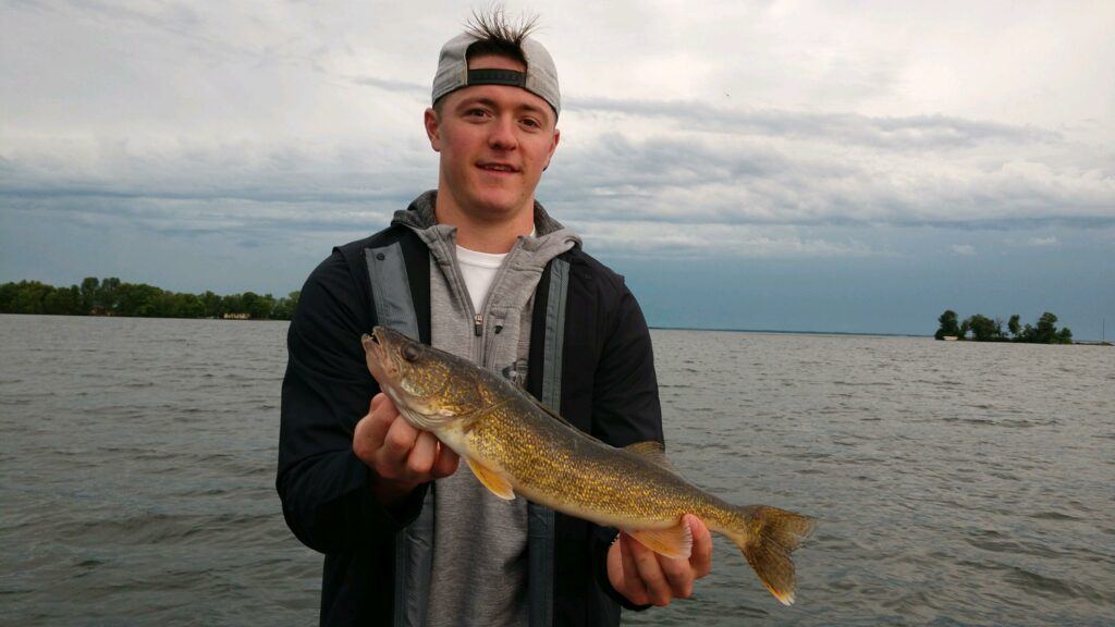 NHL star player, Ryan Denato, with a Mille Lacs Lake walleye. Caught with Capt. Tim using Prescott Bait Company plastics while fishing the Wild on the Water Tournament June 29th and 30th, 2019.
